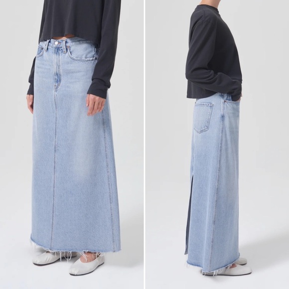 Agolde Denim Hilla Skirt In Practice (light blue) Size 26 - Picture 2 of 12